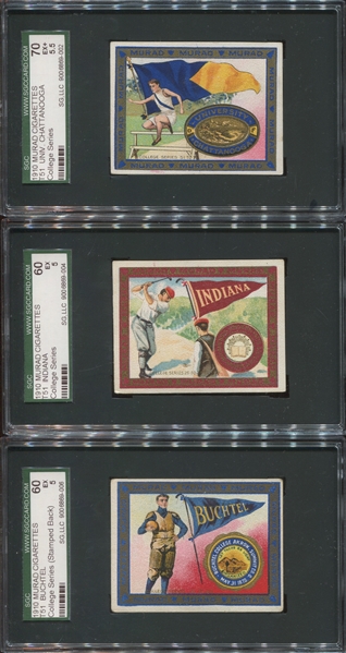 T51 Murad College Series Lot of (3) SGC-Graded with Football and Golf