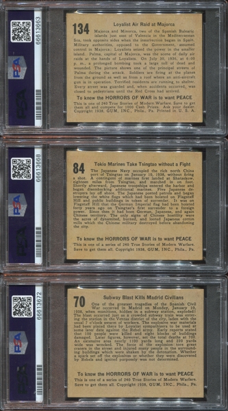 R69 Gum Inc Horrors of War Lot of (3) PSA6 EX-MT Cards