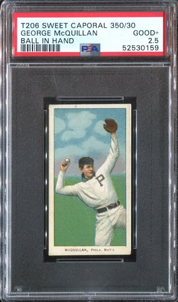 1909-11 T206 George McQuillan, Ball in Hand PSA2.5 Good+