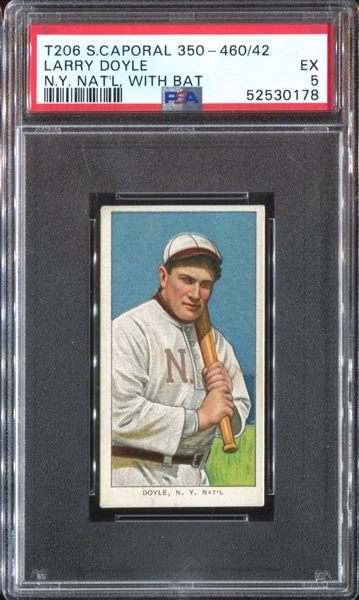 1909-11 T206 Larry Doyle, N.Y. Nat'l, With Bat PSA5 EX