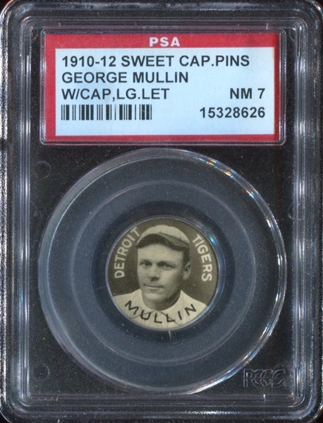 P2 Sweet Caporal Pinbacks George Mullin W/Cap (Large Letters) PSA7 NM