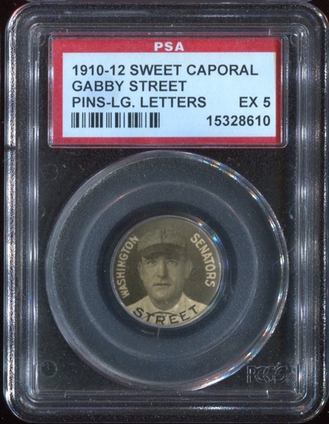 P2 Sweet Caporal Pinbacks Gabby Street (Large Letters) PSA5 EX