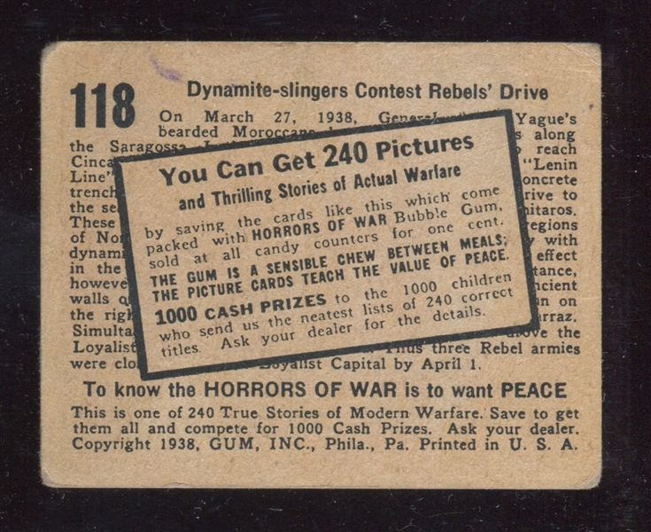 R69 Gum Inc Horrors of War Lot of (2) Machine Print Prize Cards