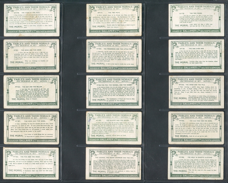 1931 Gallaher Fables & Their Morals Complete Set of (100) Cards