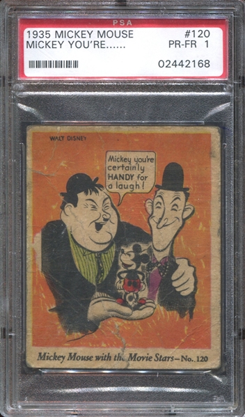 R90 Gum Inc Mickey Mouse and the Movie Stars #120 Laurel & Hardy PSA1 