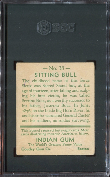 R73 Goudey Indian Gum #38 Sitting Bull SGC4.5 Series 48 Blue Stripe