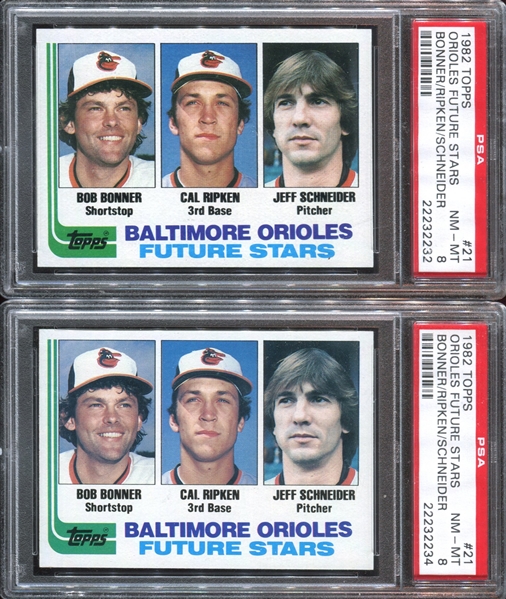 1982 Topps #21 Cal Ripken Jr. PSA8 NM-MT Pair of Cards