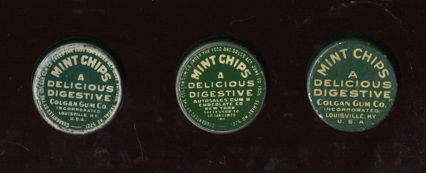 1910's Colgan Gum Mint Chips Lot of (3) Different Tins