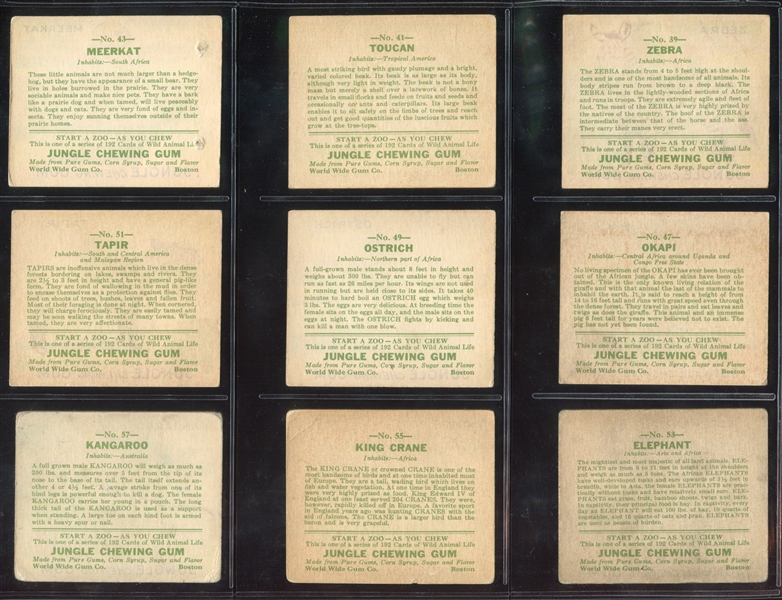 R78 Goudey Jungle Gum Near Complete Set (41/48) Cards