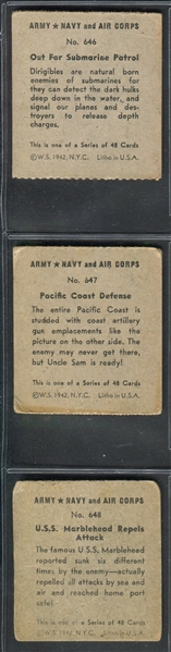 R18 W.S. Corp Army, Navy and Air Corps Complete Set of (48) Cards