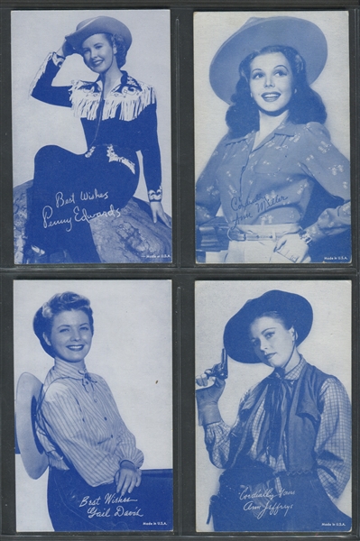 1940's Exhibit Blue Tint Western Female Stars Lot of (8) Cards
