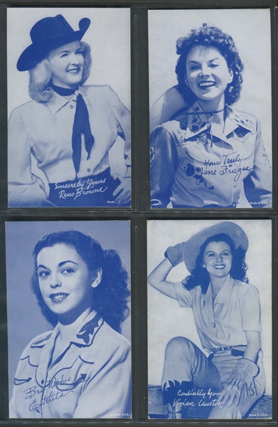 1940's Exhibit Blue Tint Western Female Stars Lot of (8) Cards