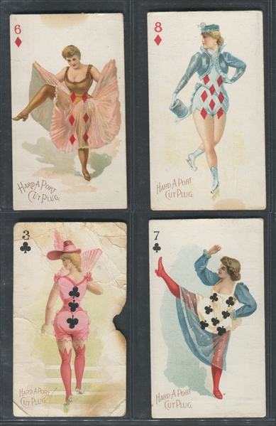 N458-3C Moore & Calvi Hard-A-Port Playing Cards (No Overprint) Lot of (4) Cards