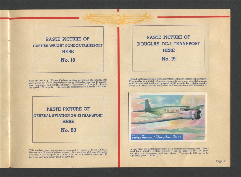 F277 Heinz Rice Flakes Modern Aviation Album with (9) Mounted F277-1 Cards