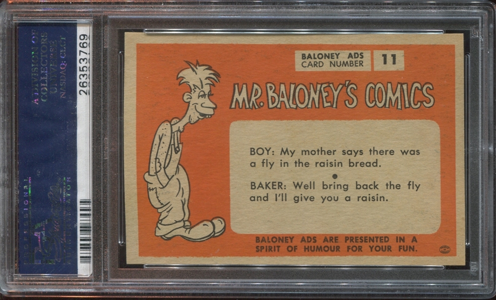 V427-1 Mr. Baloney's Ads #11 Staleo PSA7 NM