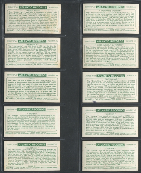 1936 Richard Lloyd & Sons Atlantic Records Complete Set of (25) Cards