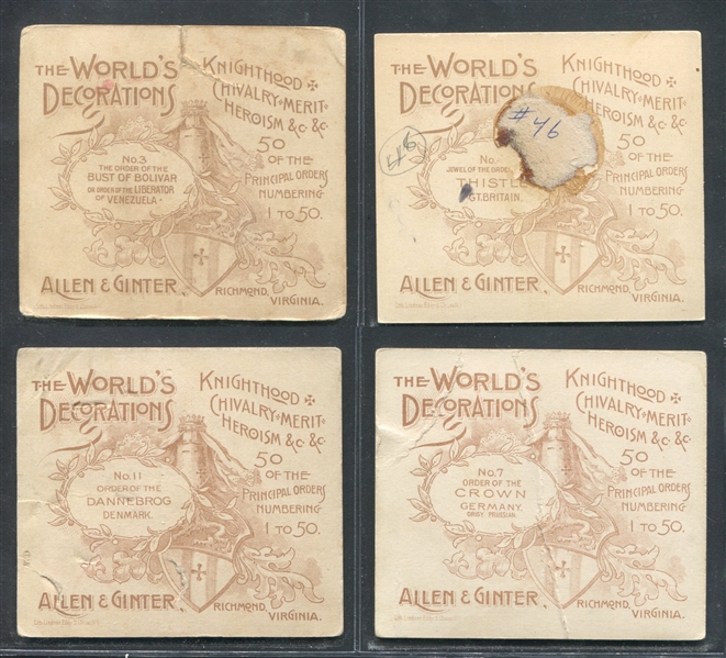 N44 Allen & Ginter World's Decorations Lot of (11) Cards