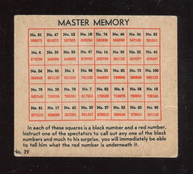 R84 J. N. Collins Magic Candy #39 Master Memory TOUGH TYPE