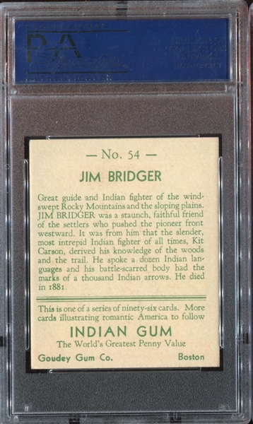 R73 Goudey Indian #54 Jim Bridger PSA6 EX-MT