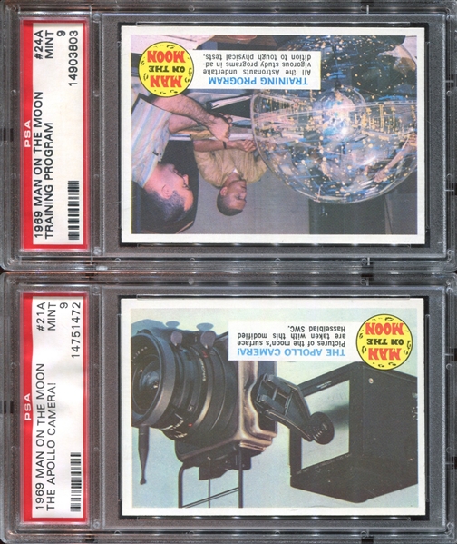 1969 Topps Man on the Moon Lot of (2) PSA9 Mint Cards