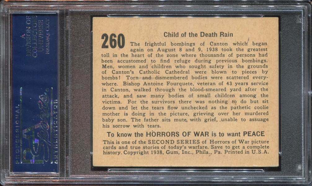 R69 Gum Inc Horrors of War #260 Child of the Death Rain PSA6 EX-MT