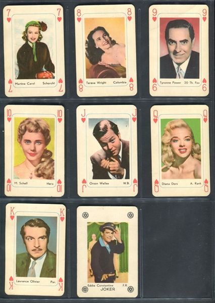 R778-1 Maple Leaf Gum Movie Star Playing Cards Complete Set of (53) Cards