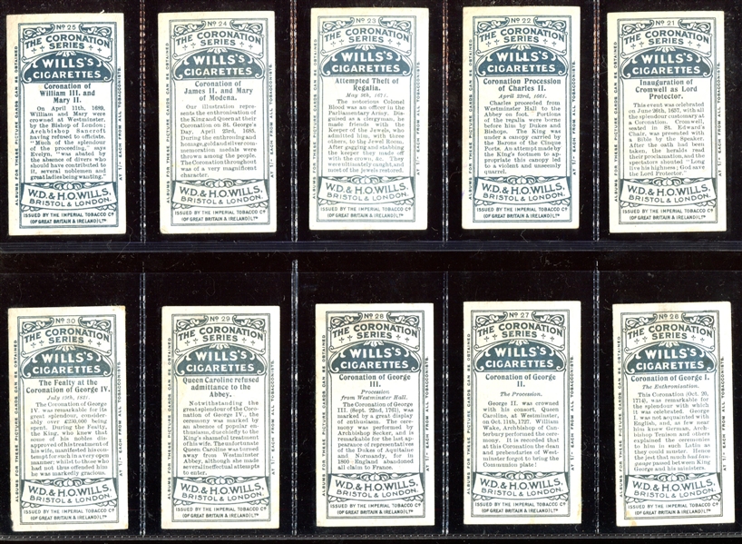 1911 Will's Cigarettes Coronation Series Complete Set of (50) Cards