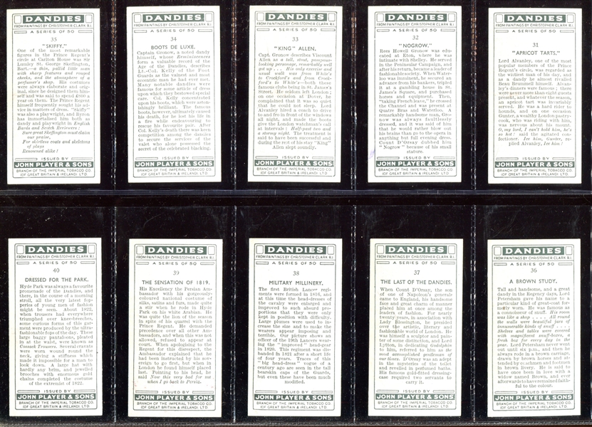 1932 John Player Dandies Complete Set of (50) Cards