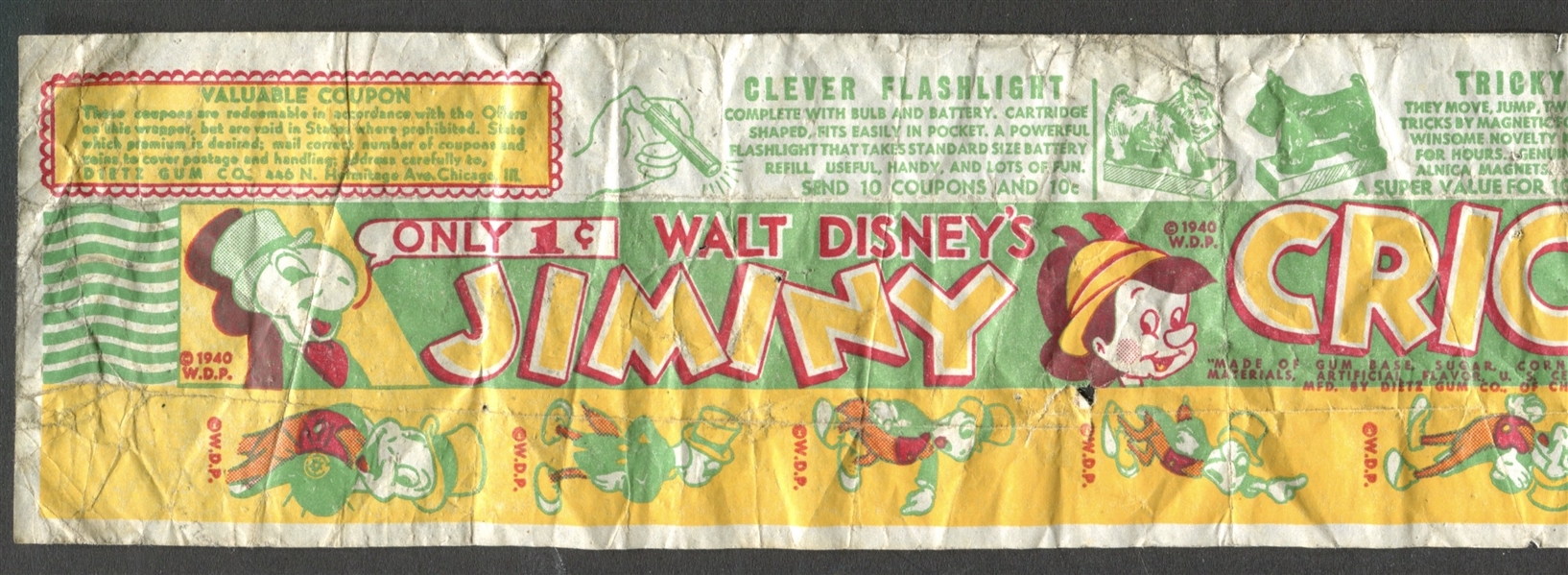 R77 Dietz Gum Jiminy Cricket Games and Puzzles Wrapper