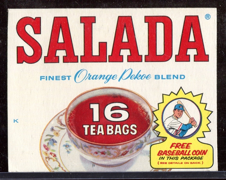 Fantastic 1962 Salada Tea Box Panel with Coin Advertisement