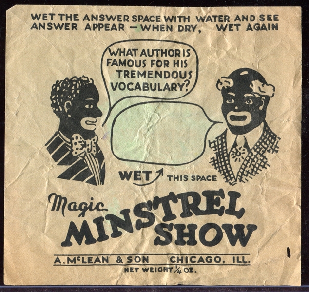 Fantastic A. McLean & Son Minstrel Show Wrapper With Racial Overtones