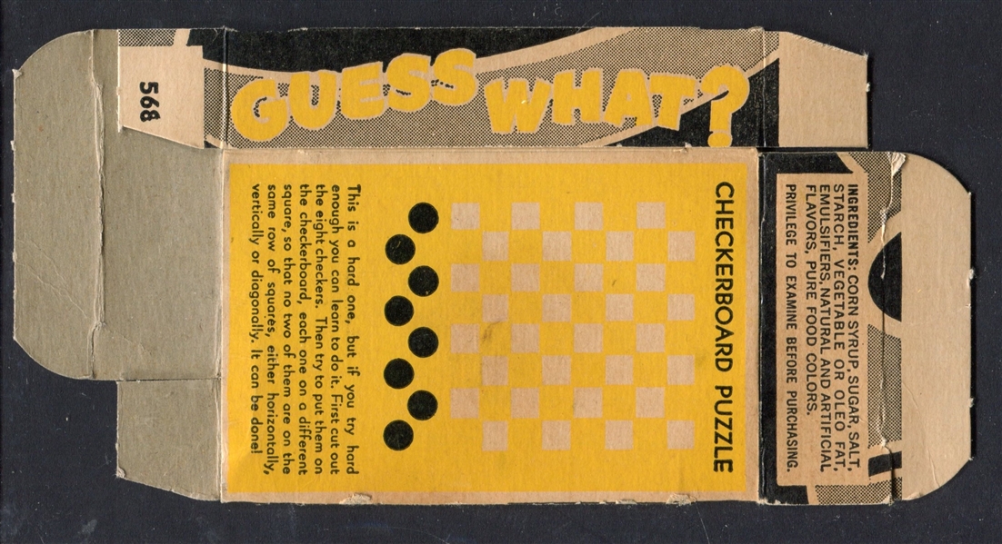 R776 Williamson Candy Guess What? Brown/Yellow Full Candy Checkerboard Game