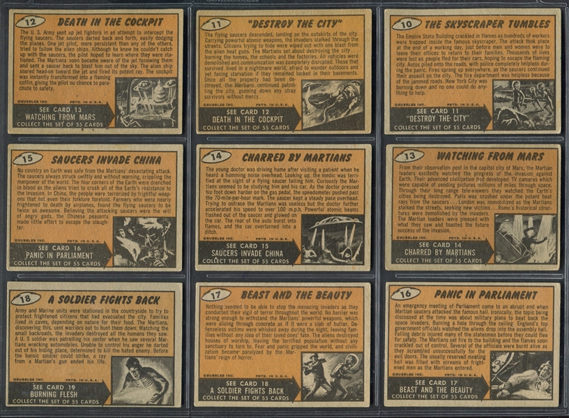 1962 Topps Mars Attacks Complete Set of (55) Cards