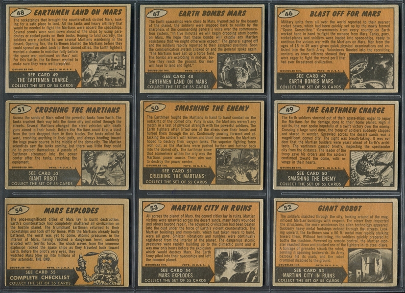 1962 Topps Mars Attacks Complete Set of (55) Cards