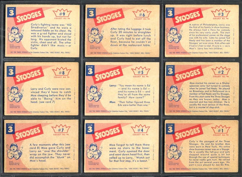 1959 Fleer Three Stooges Complete Set of (96) Cards