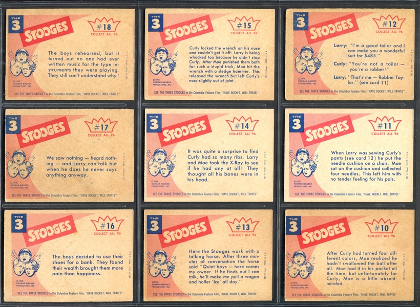 1959 Fleer Three Stooges Complete Set of (96) Cards