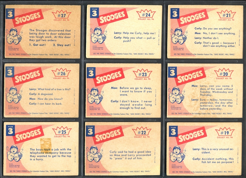 1959 Fleer Three Stooges Complete Set of (96) Cards