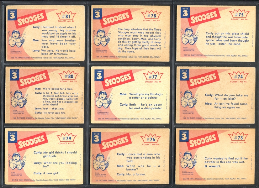 1959 Fleer Three Stooges Complete Set of (96) Cards