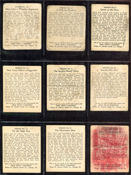 R41 Walter Johnson Candy Dick Tracy Lot of (27) Cards