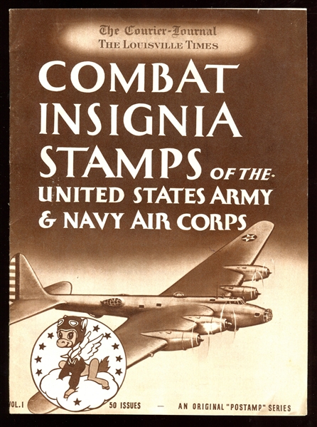 Interesting 1940's Louisville Courier-Journal Combat Insignia Stamps Album with Unused Stamp Sheet