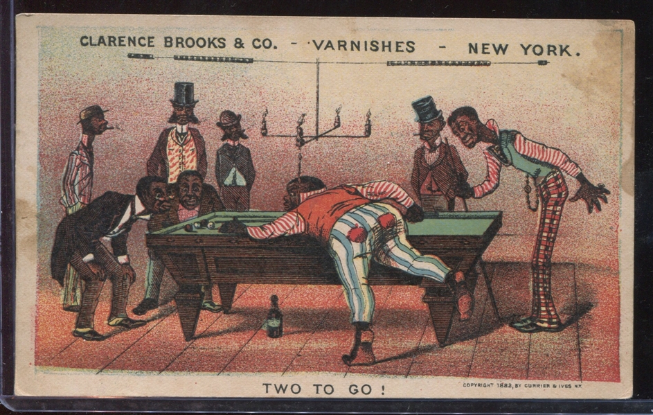 H-UNC Currier and Ives Trade Card Two To Go! With African-American Imagery