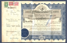 Vintage 1923 Goudey Stock Certificate for E.G. Goudeys Personal Share of the Company