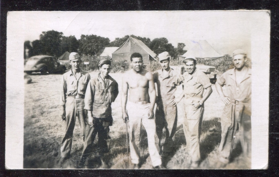 1940's/1950's Joe Louis Snapshot Photo With Soldiers