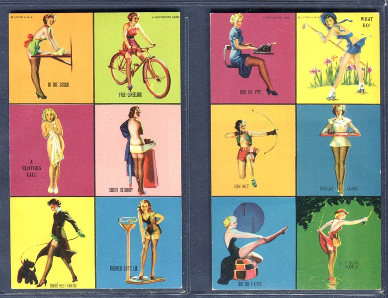 1950's Mutoscope 6-in-1 Pin-Up Girls Lot of (5) Cards