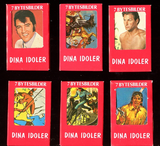 1970's/1980's Swedish Card Unopened Packages with Lone Ranger, Elvis and Other Cards Showing (6)
