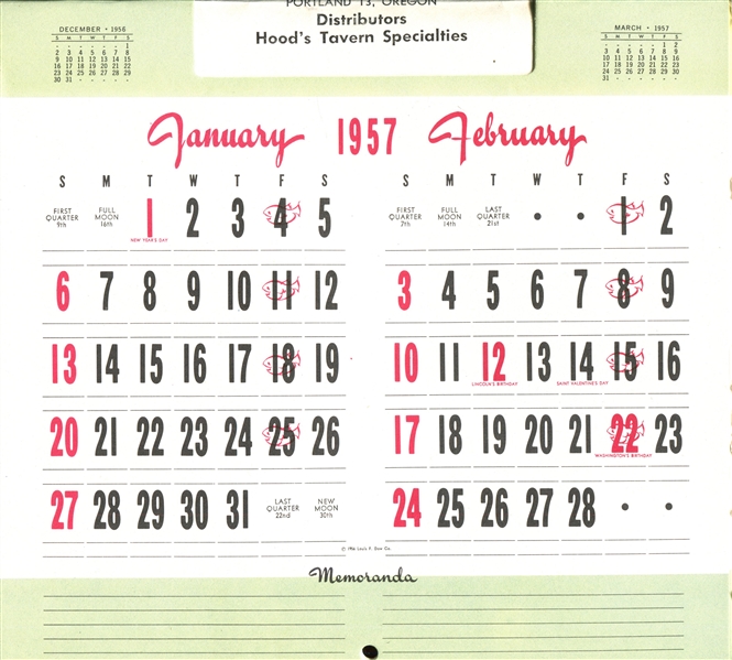 Fantastic 1957 Jimmy Hatlo Portland, Oregon Comic Calendar