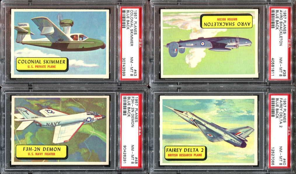 1957 Topps Planes (Blue) Complete Set of (120) Cards with (23) PSA-Graded Copies