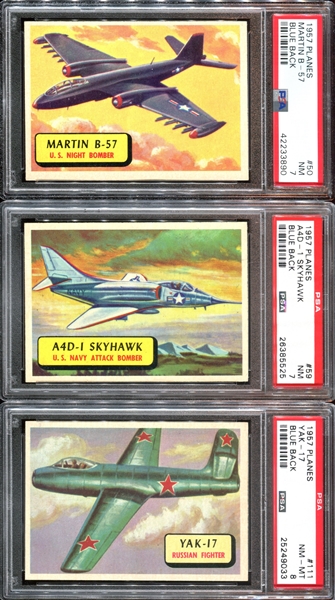1957 Topps Planes (Blue) Complete Set of (120) Cards with (23) PSA-Graded Copies