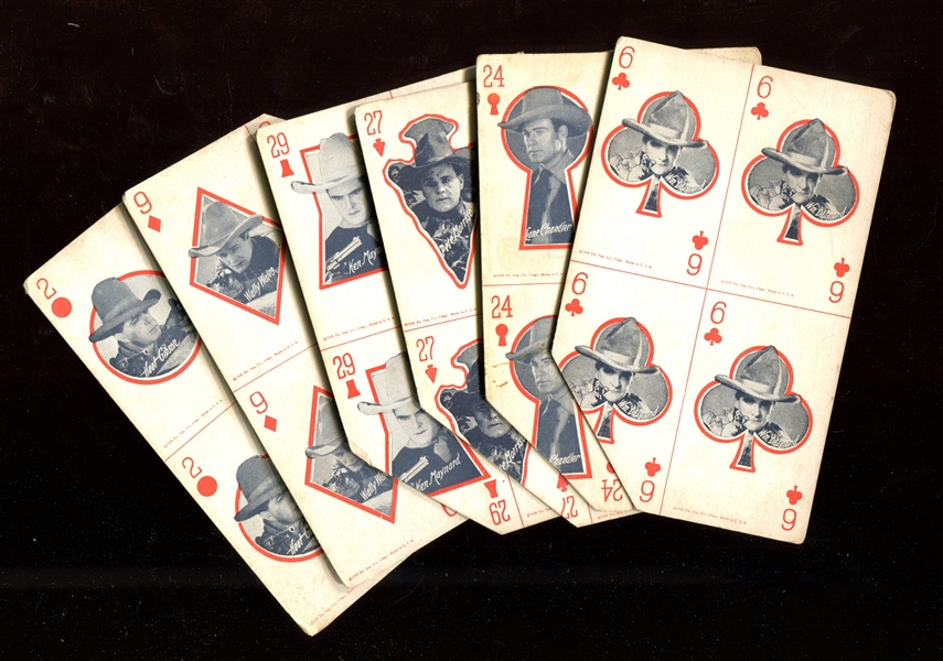 1930's Exhibit Playing Cards 4-in-1 Lot of (6) Postcard-Backed Cards