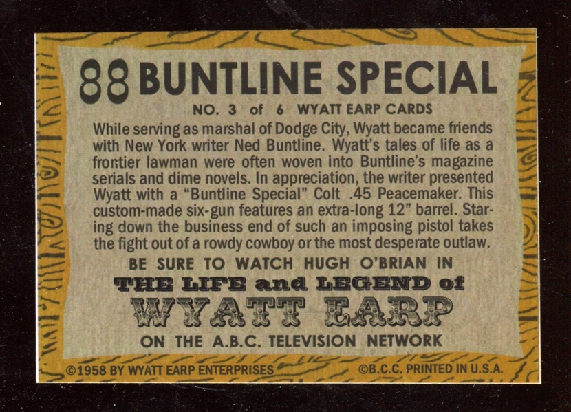 1958 Topps “TV Westerns” #88 Hugh O’Brian Wyat Earp NM-MT